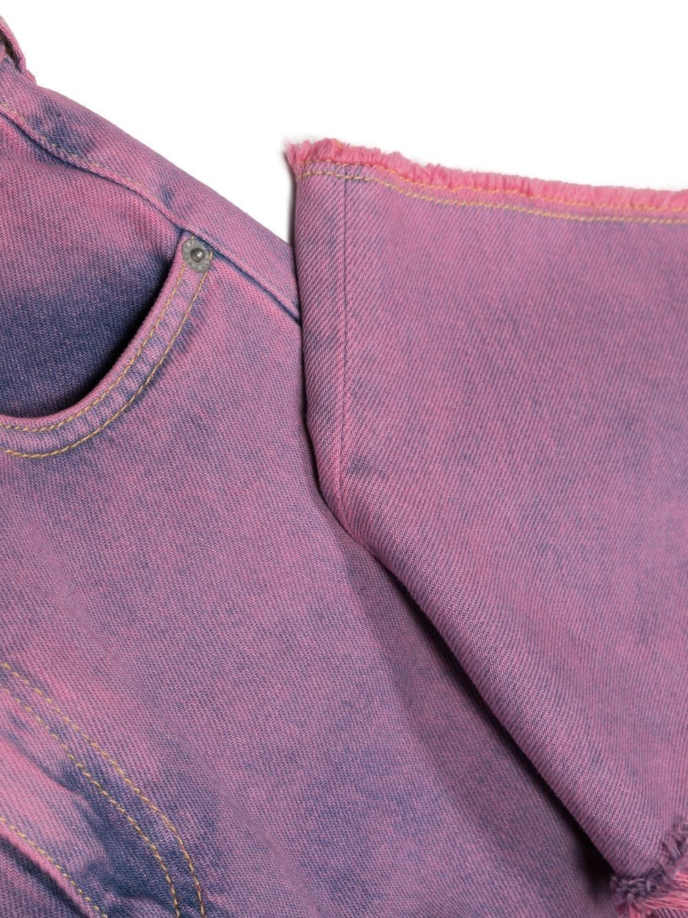 Shop Mm6 Maison Margiela Ripped-detail Straight-leg Jeans In 粉色