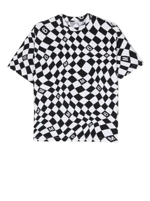 MM6 Maison Margiela Kids warp check pattern cotton T-shirt 