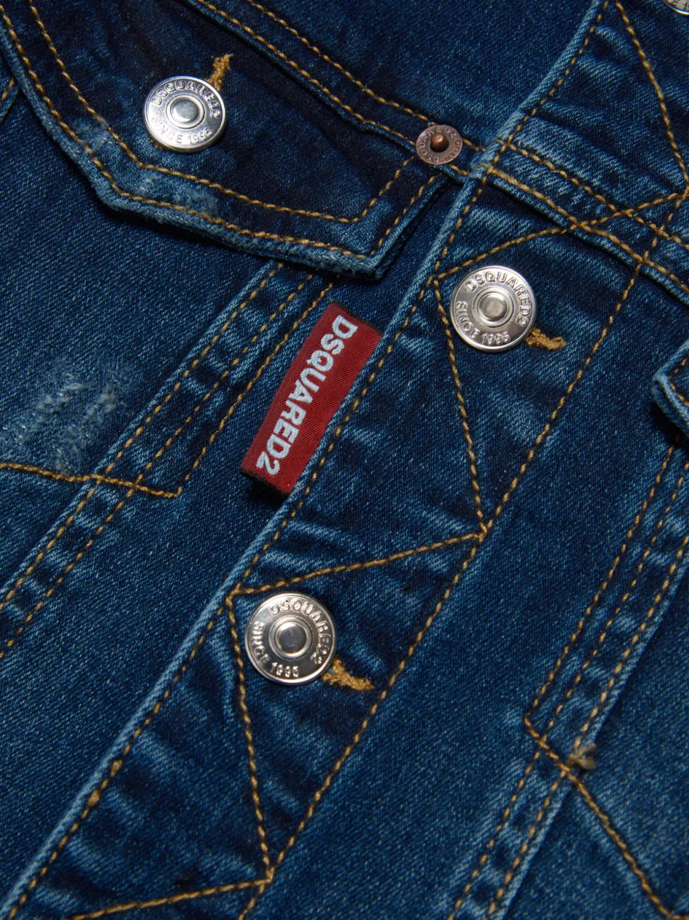 Dsquared2 Embroidered-logo Denim Jacket In Blue