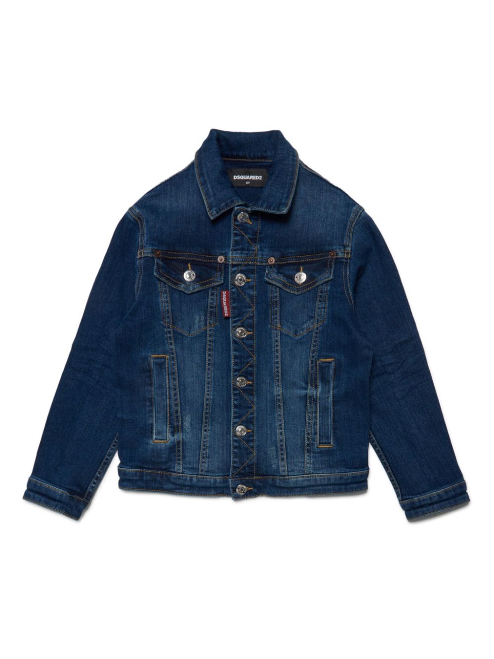 DSQUARED2 KIDS logo-patch denim jacket - Blue