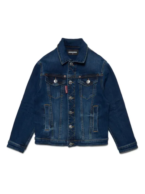 DSQUARED2 KIDS chamarra de mezclilla con parche del logo