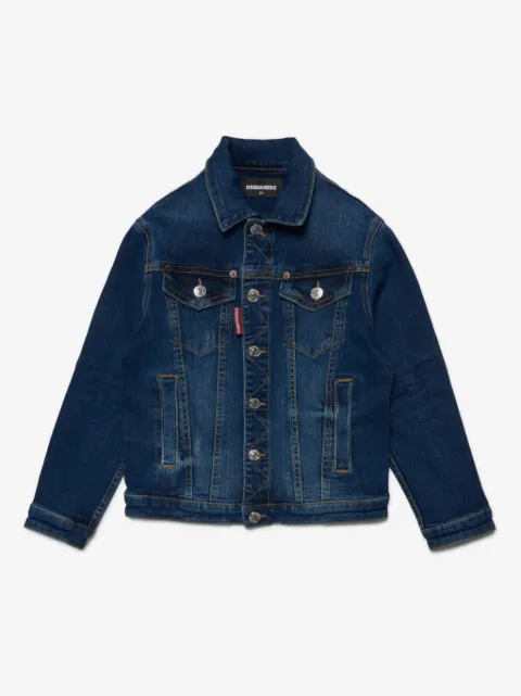 DSQUARED2 KIDS chamarra de mezclilla con parche del logo