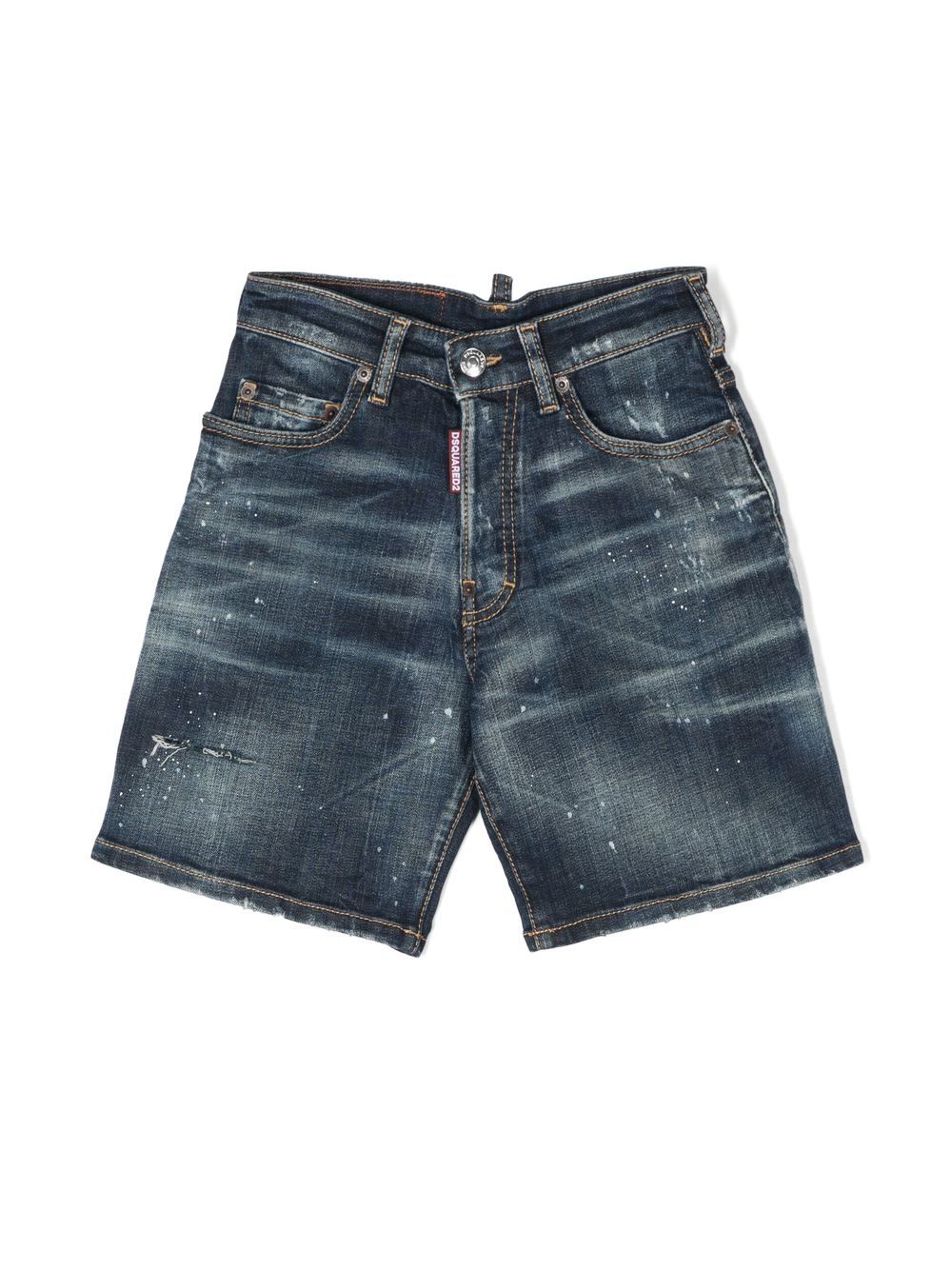 Dsquared2 Kids' Calzoncini Stonewash Denim Shorts In Blue