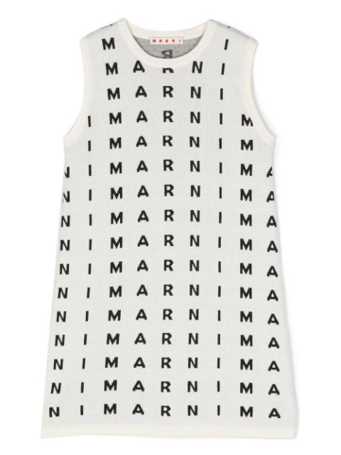 Marni Kids knitted logo-pattern shift dress