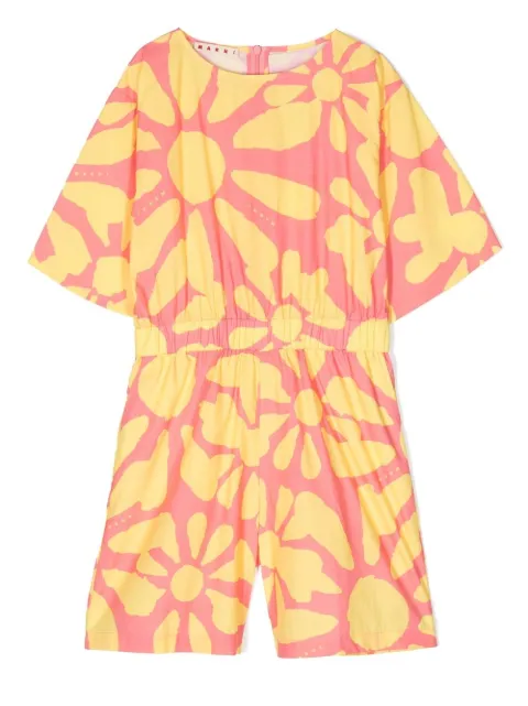 Marni Kids floral-print cotton playsuit