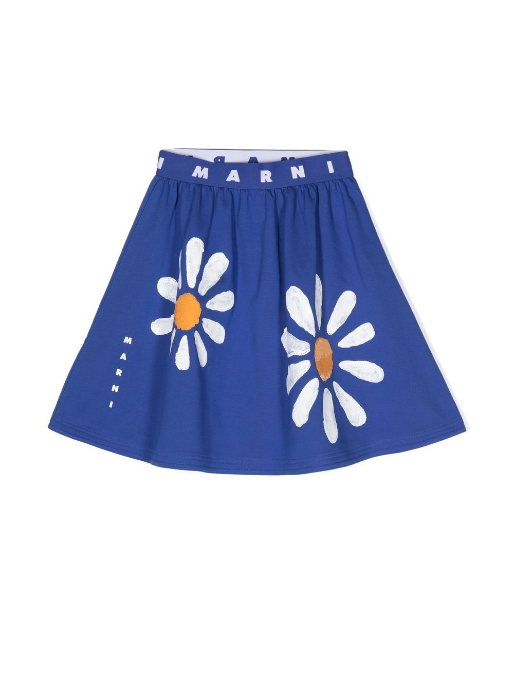 Shop Marni A-line Daisy-print Skirt In Blue