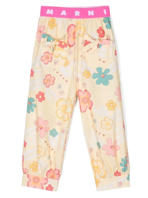 Marni Kids floral-print straight-leg trousers