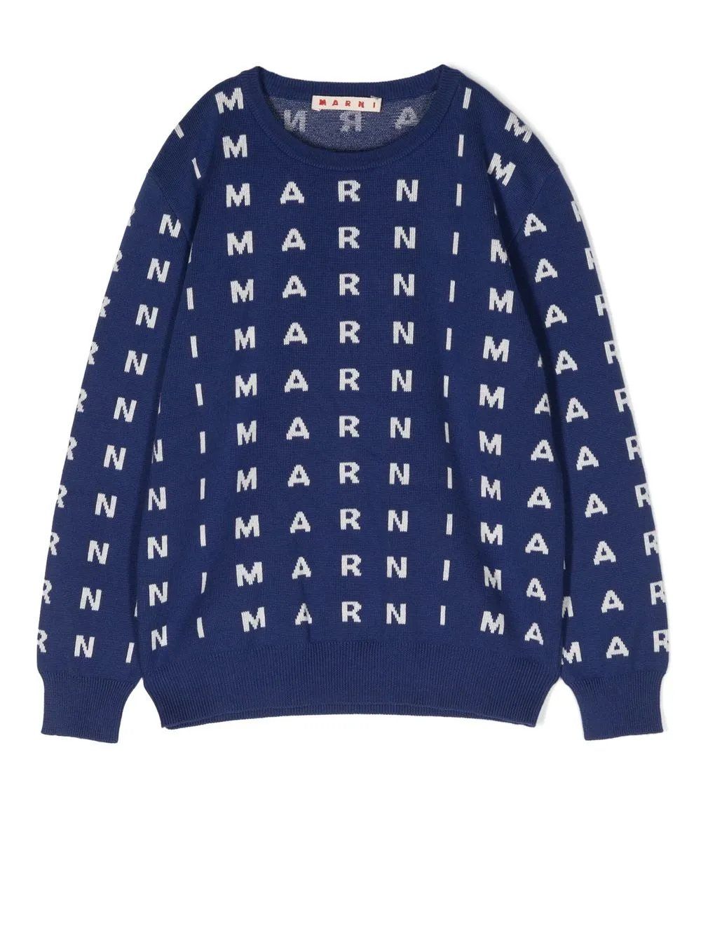 

Marni Kids intarsia knit-logo crew neck jumper - Blue