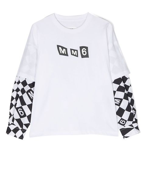 MM6 Maison Margiela Kids layered logo-print T-shirt 