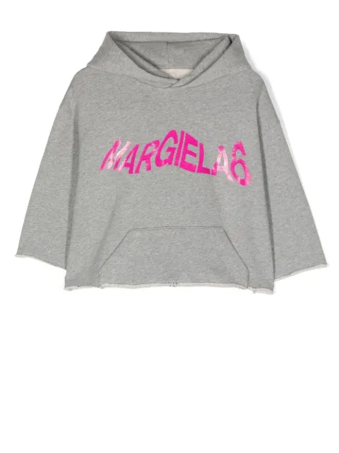 MM6 Maison Margiela Kids logo graphic cropped hoodie 