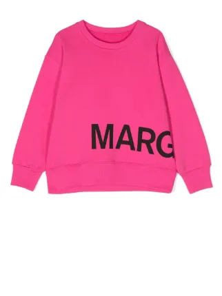 MM6 Maison Margiela Kids logo-print crew-neck Sweatshirt | Pink