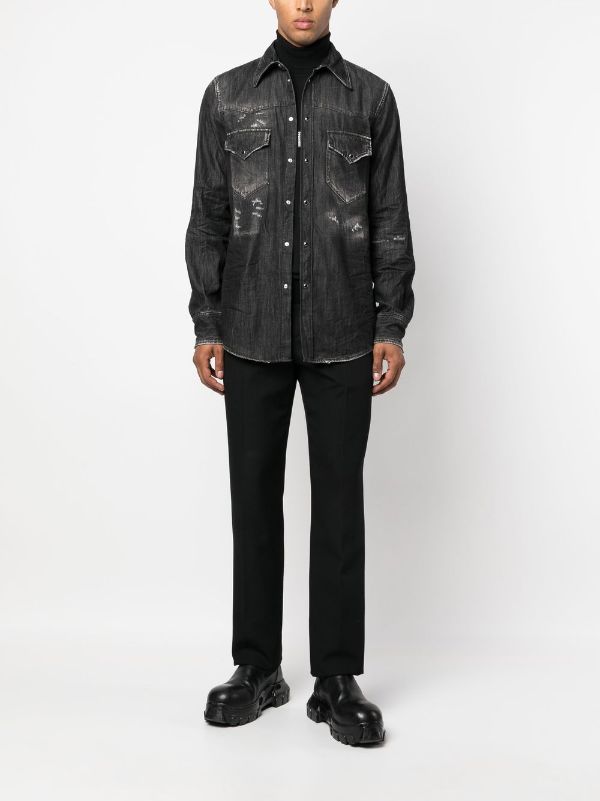 Dsquared2 distressed-finish Denim Shirt - Farfetch