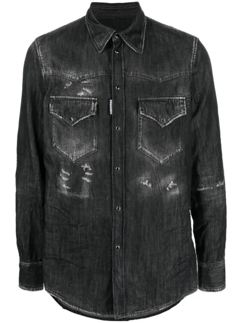 DSQUARED2 distressed-finish denim shirt