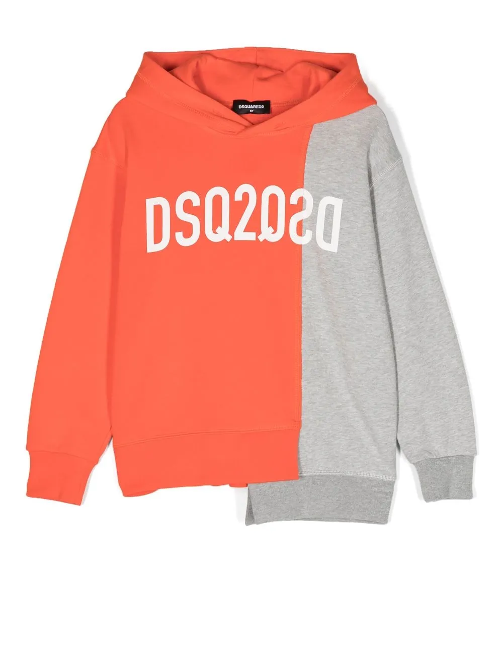 Dsquared2 Asymmetric Logo-print Hoodie In Orange