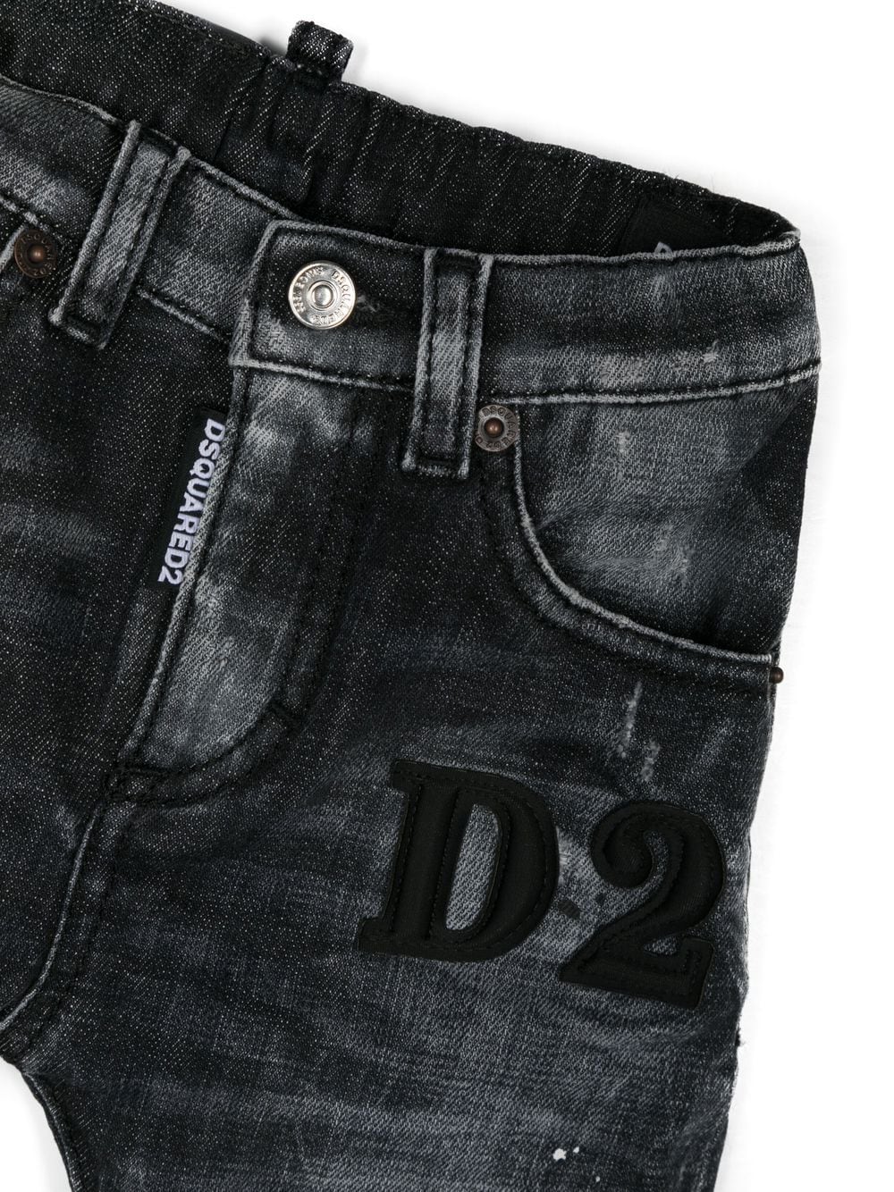 Shop Dsquared2 Logo-patch Acid-wash Jeans In Black