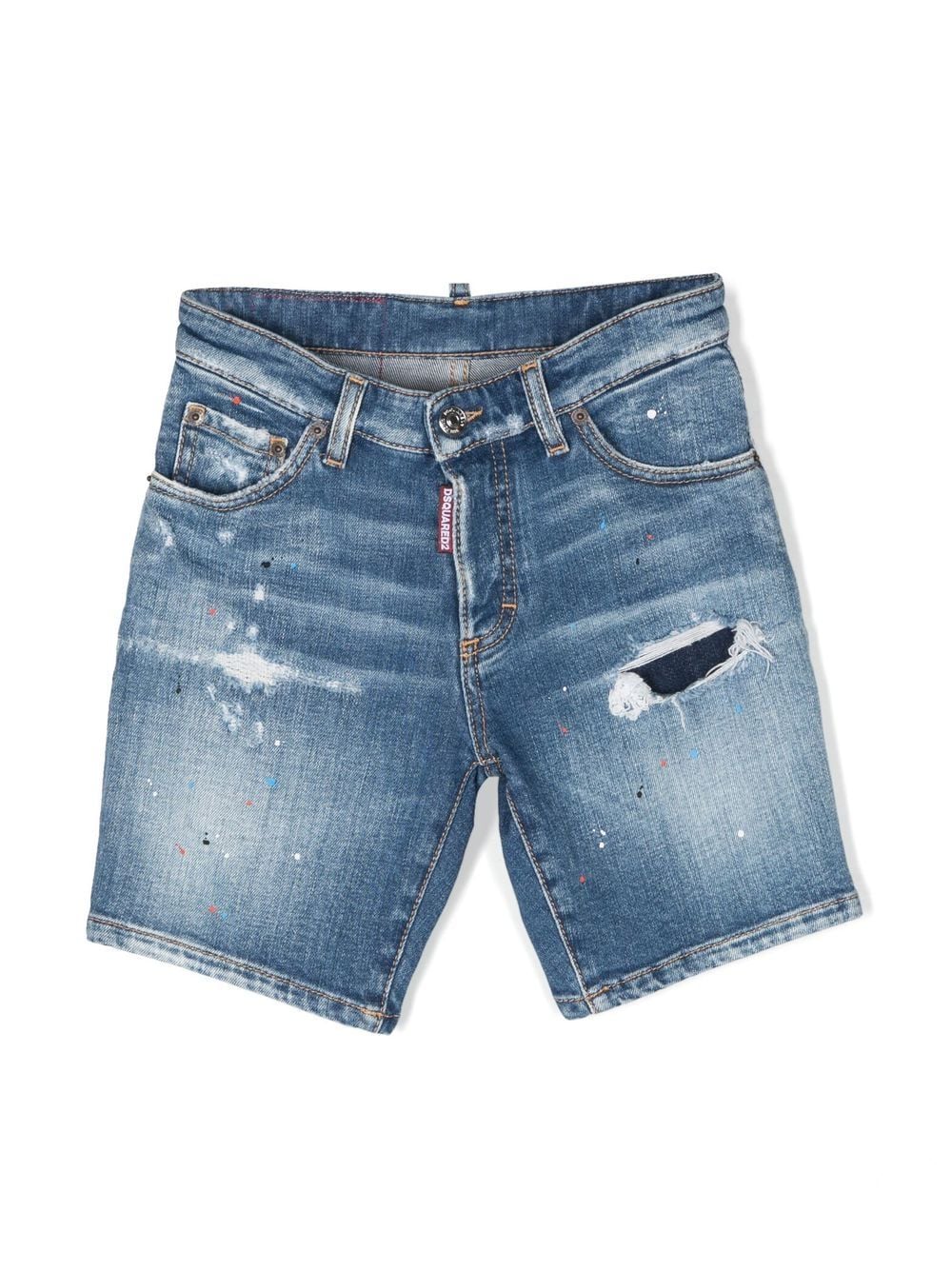 dsquared2 kids short en jean à effet usé - bleu