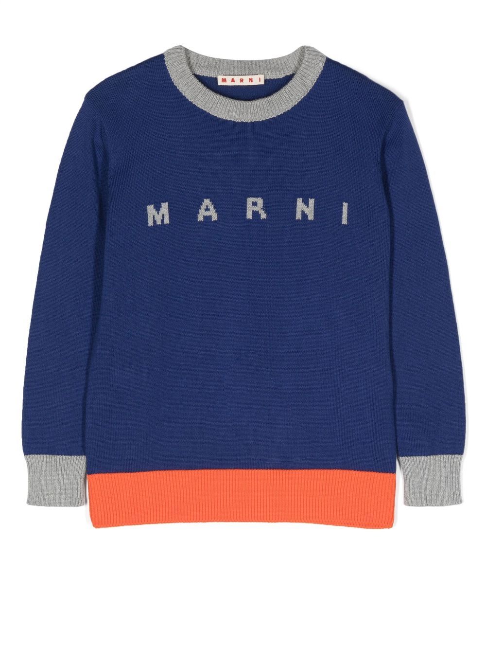 

Marni Kids logo-detail knit jumper - Blue