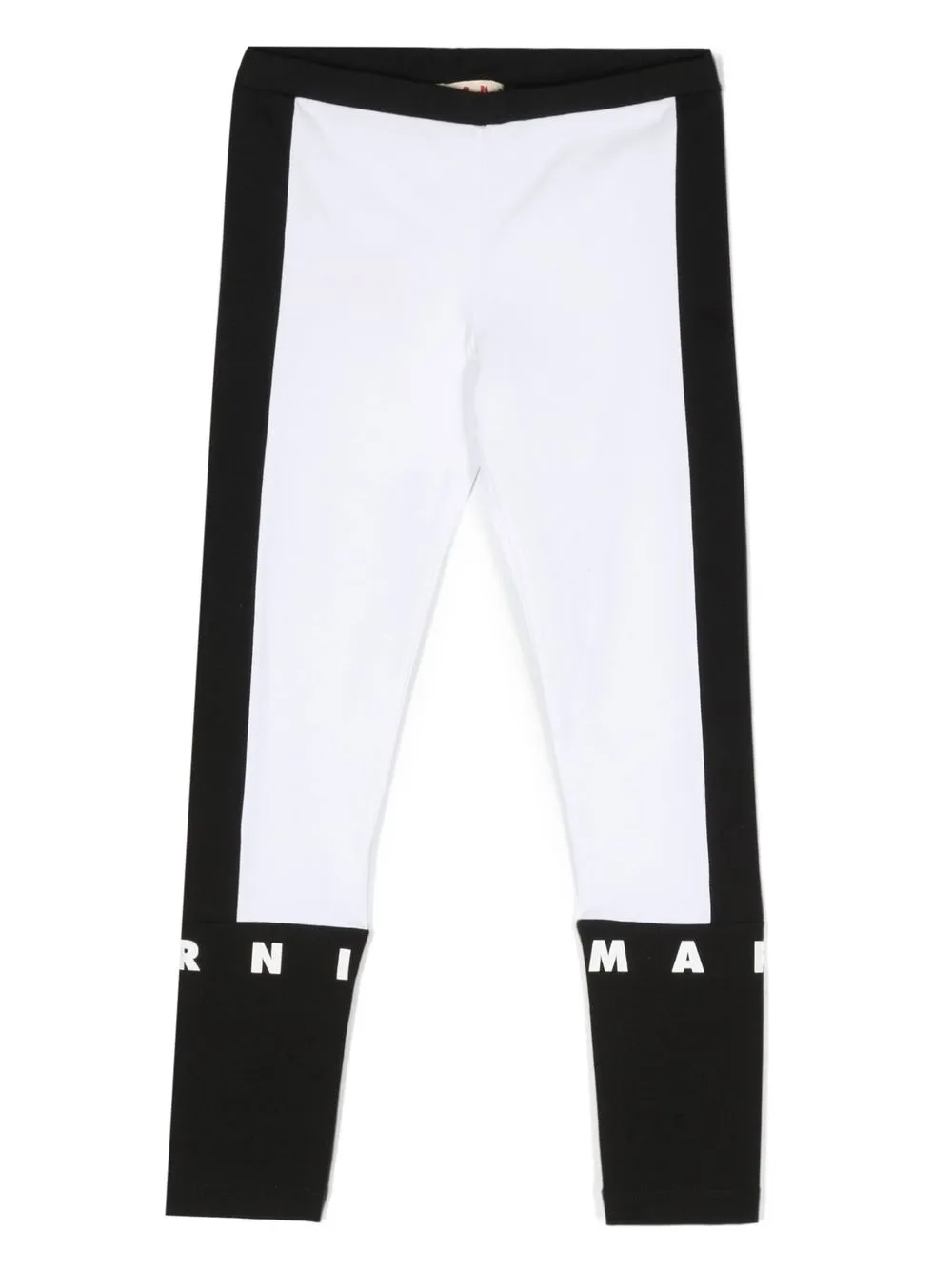 

Marni Kids logo-print stripe leggings - White