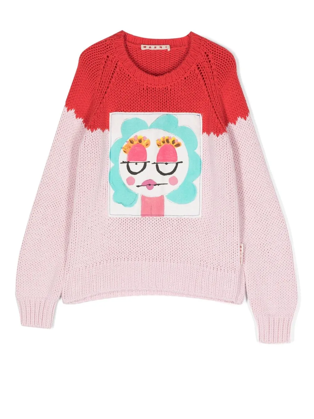 

Marni Kids graphic-print colour-block jumper - Red