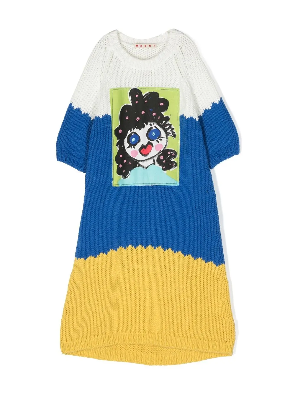 

Marni Kids graphic-print knitted dress - Blue