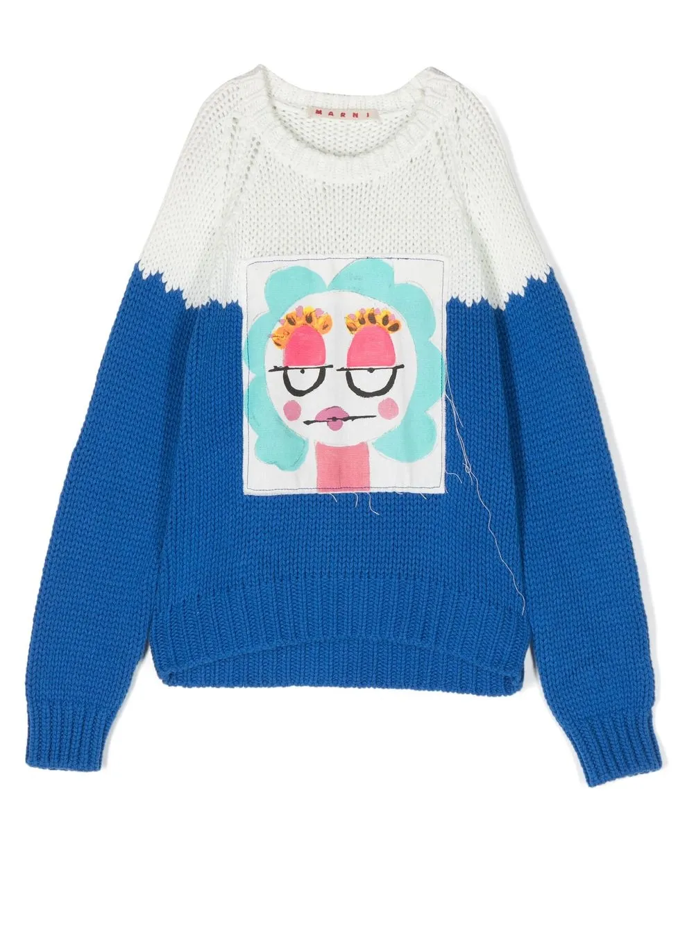 

Marni Kids suéter con estampado gráfico y cuello redondo - Azul