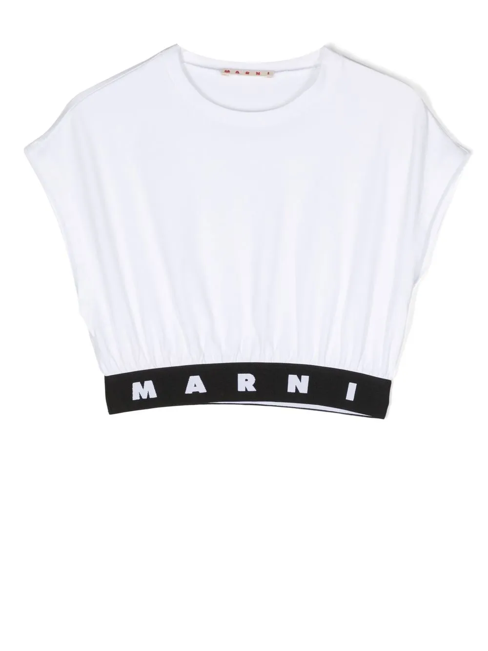 

Marni Kids logo-print cap-sleeve T-shirt - White