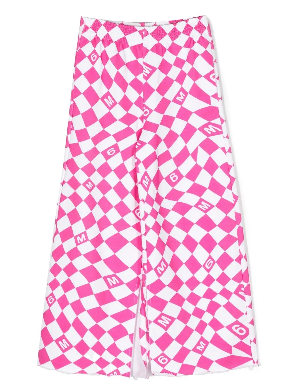 

MM6 Maison Margiela Kids pantalones con logo estampado y motivo de cuadros - Rosado