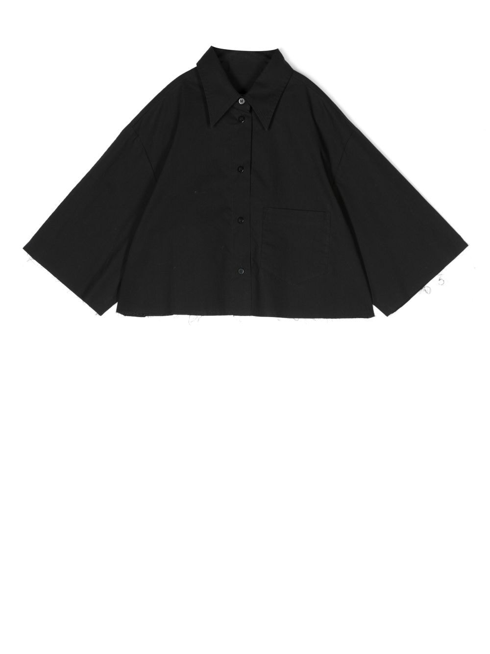 Mm6 Maison Margiela Kids' Logo-print Cropped Shirt In Black