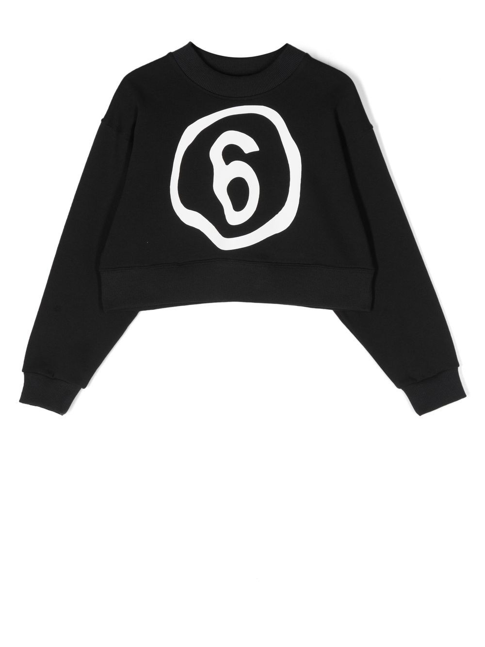 Shop Mm6 Maison Margiela Logo-print Cropped Sweatshirt In 黑色
