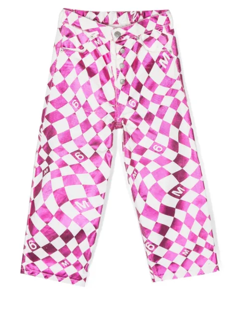 MM6 Maison Margiela Kids jeans con motivo de cuadros y glitter