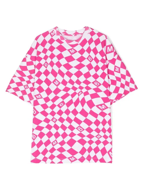 MM6 Maison Margiela Kids warp check pattern cotton T-shirt 