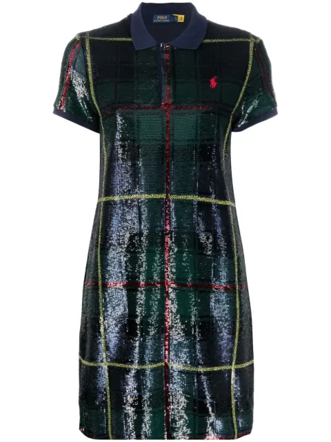 Polo Ralph Lauren sequin-embellished plaid-patterned polo dress