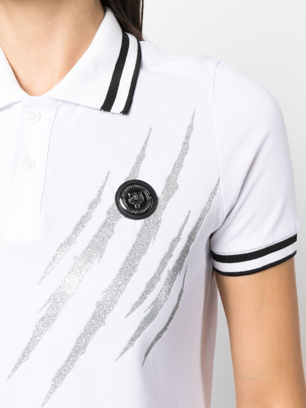 Shop Plein Sport Scratch Short-sleeve Polo Shirt In White