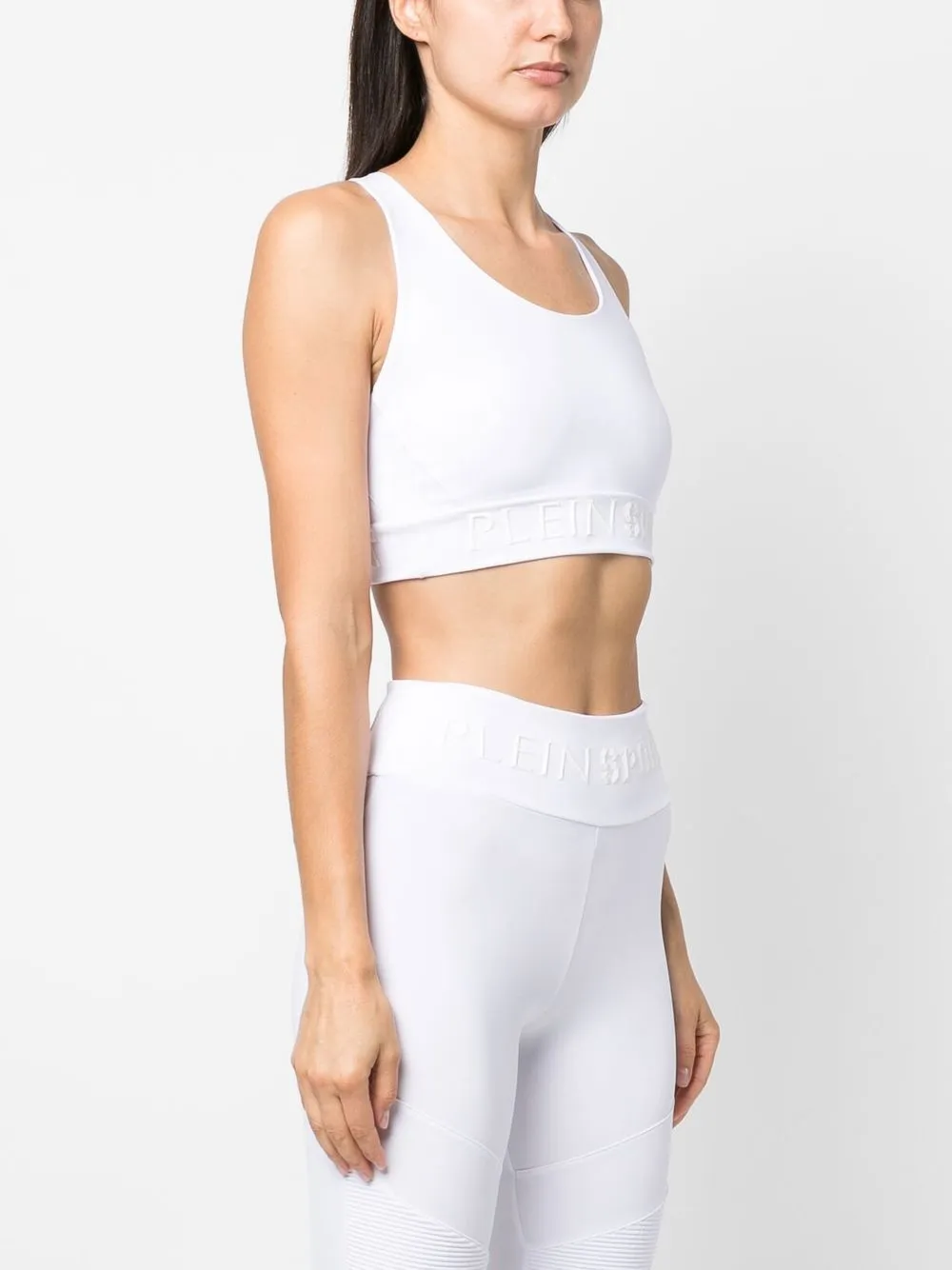 Plein Sport Logo-band Sports Bra In White