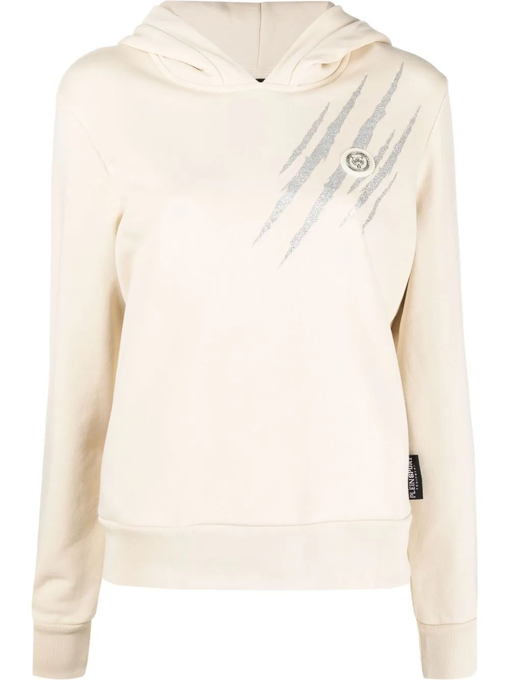 Plein Sport Scratch Cotton Sweatshirt Hoodie In Neutrals