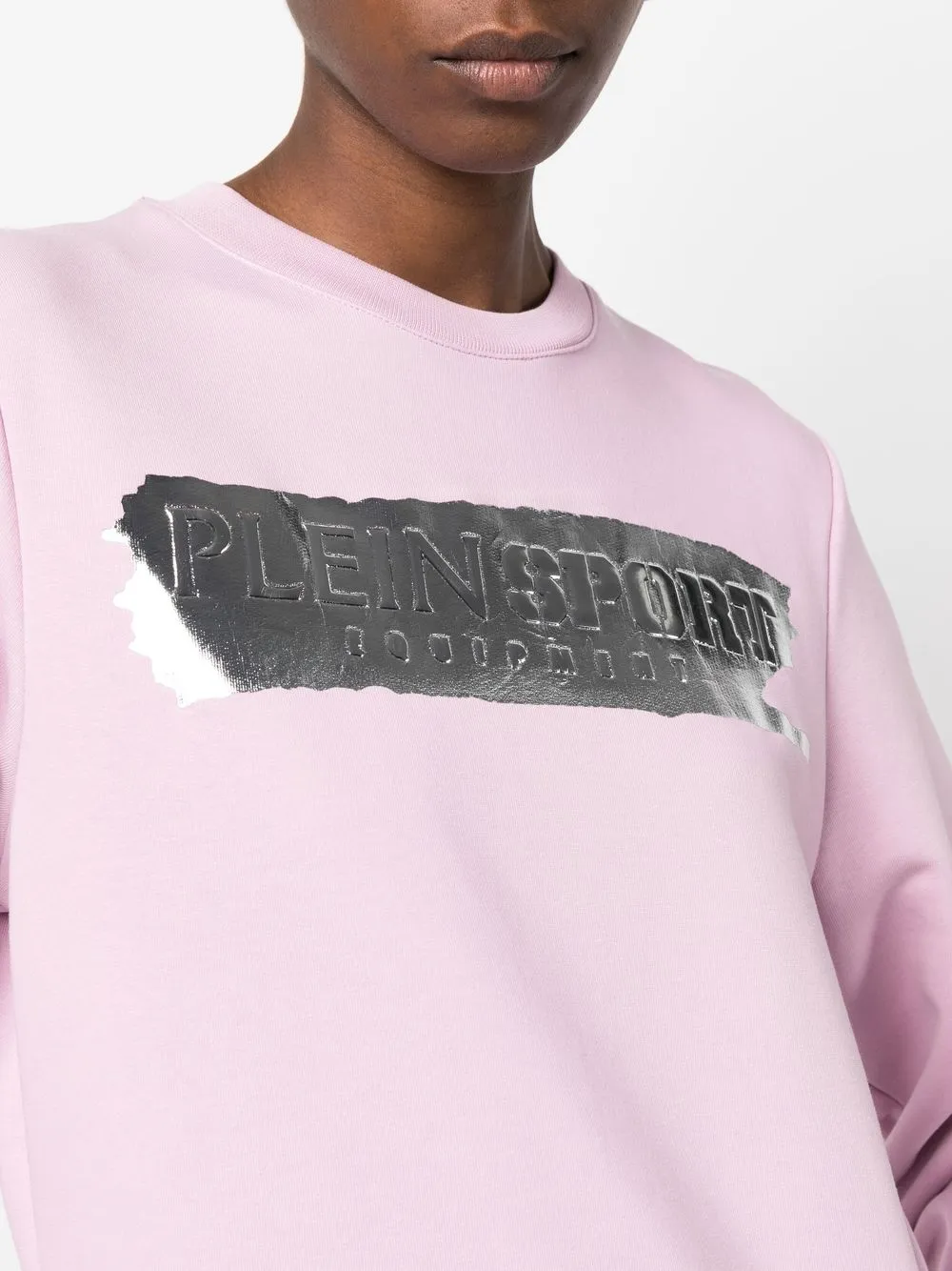 Plein Sport Crew-neck Logo-print Sweatshirt In Pink