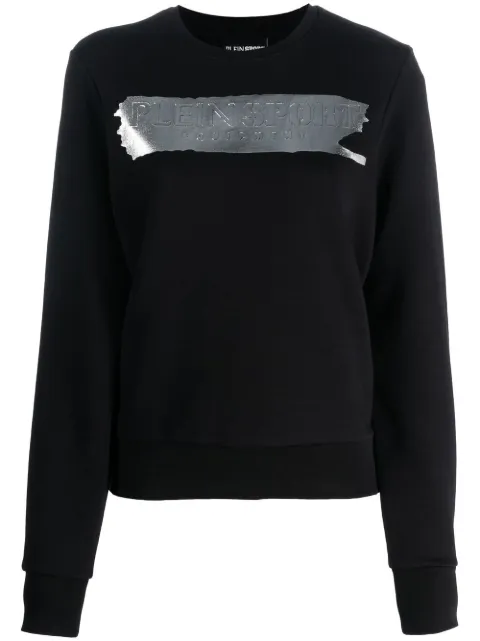 Plein Sport metallic-logo cotton sweatshirt