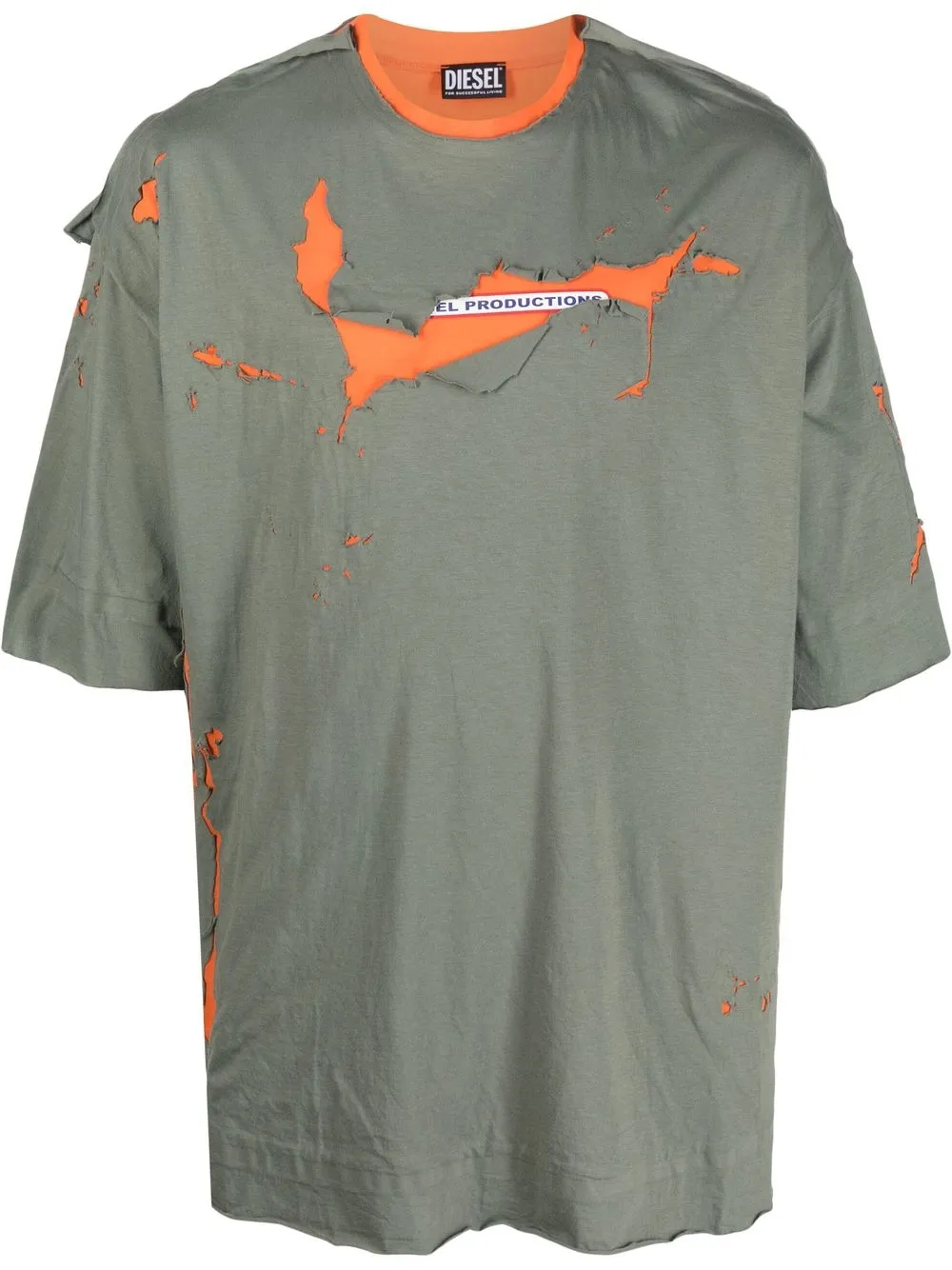 

Diesel logo distressed T-shirt - Orange