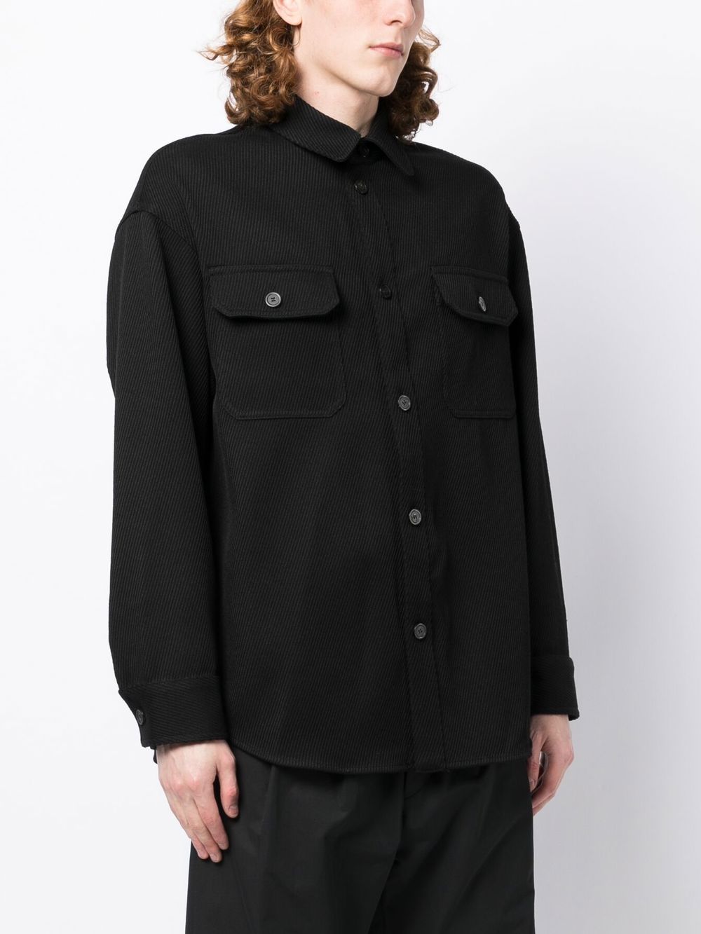 Shop Emporio Armani Woollen Shirt Jacket In Black