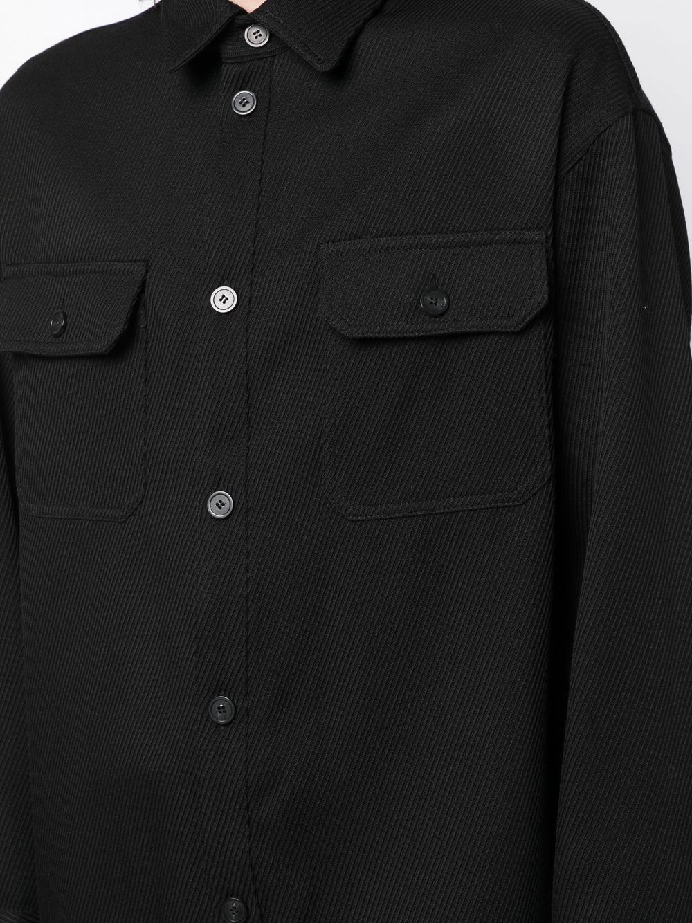 Shop Emporio Armani Woollen Shirt Jacket In Black