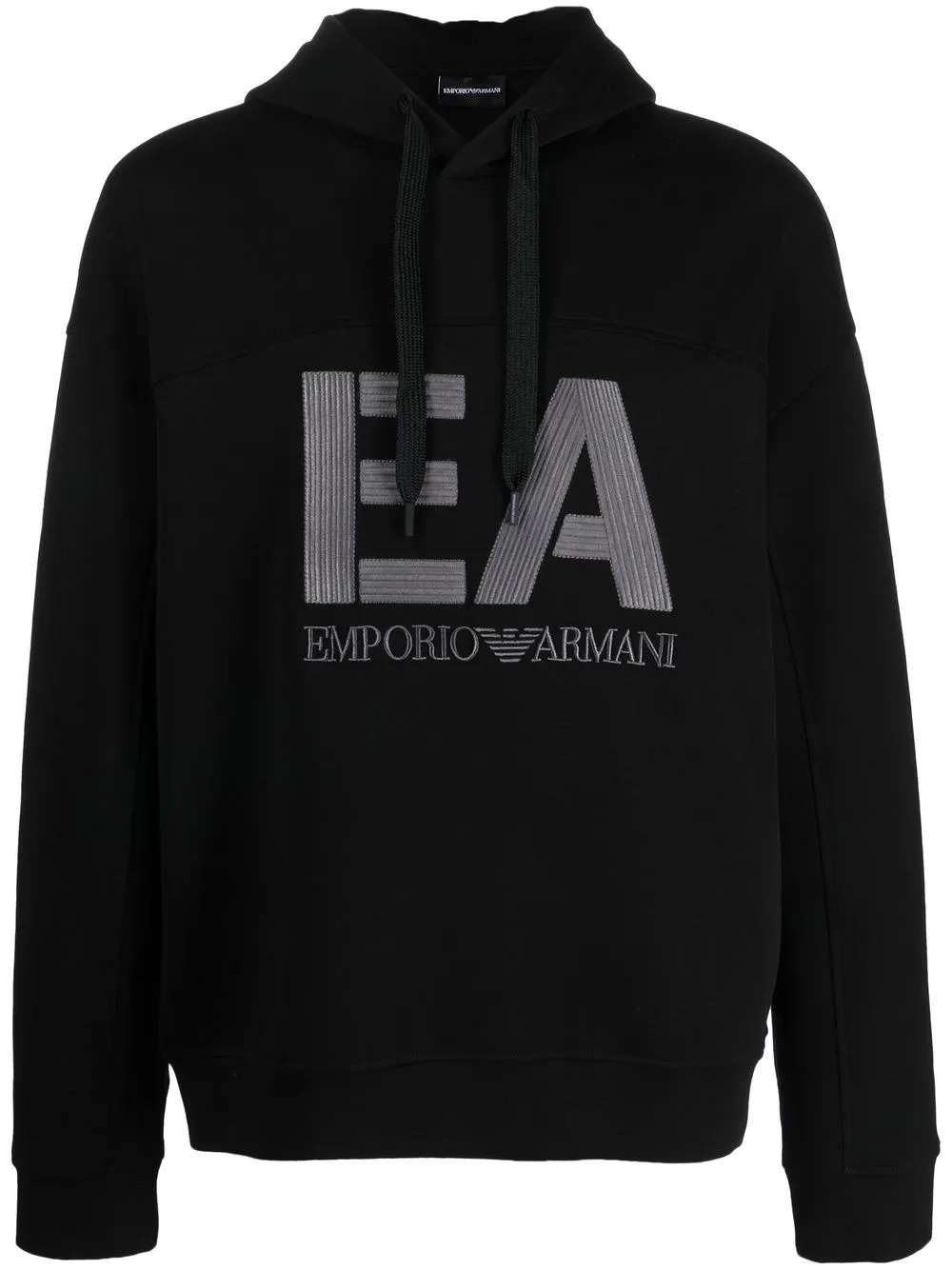 

Emporio Armani embroidered-logo drawstring hoodie - Black