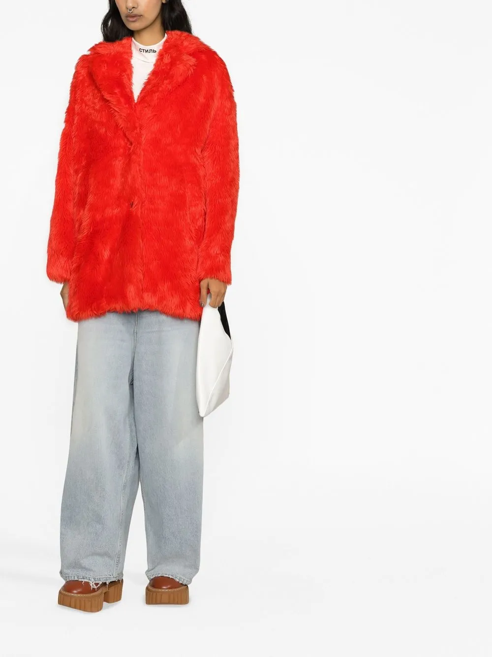 MSGM Mantel van imitatiebont - Oranje