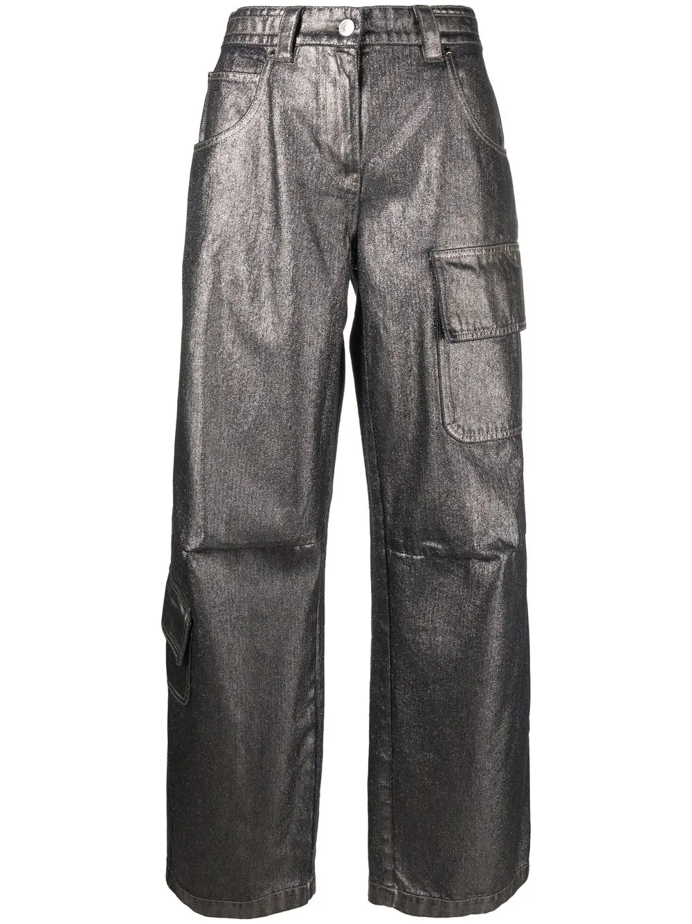 

MSGM metallic straight-leg cargo trousers - Grey