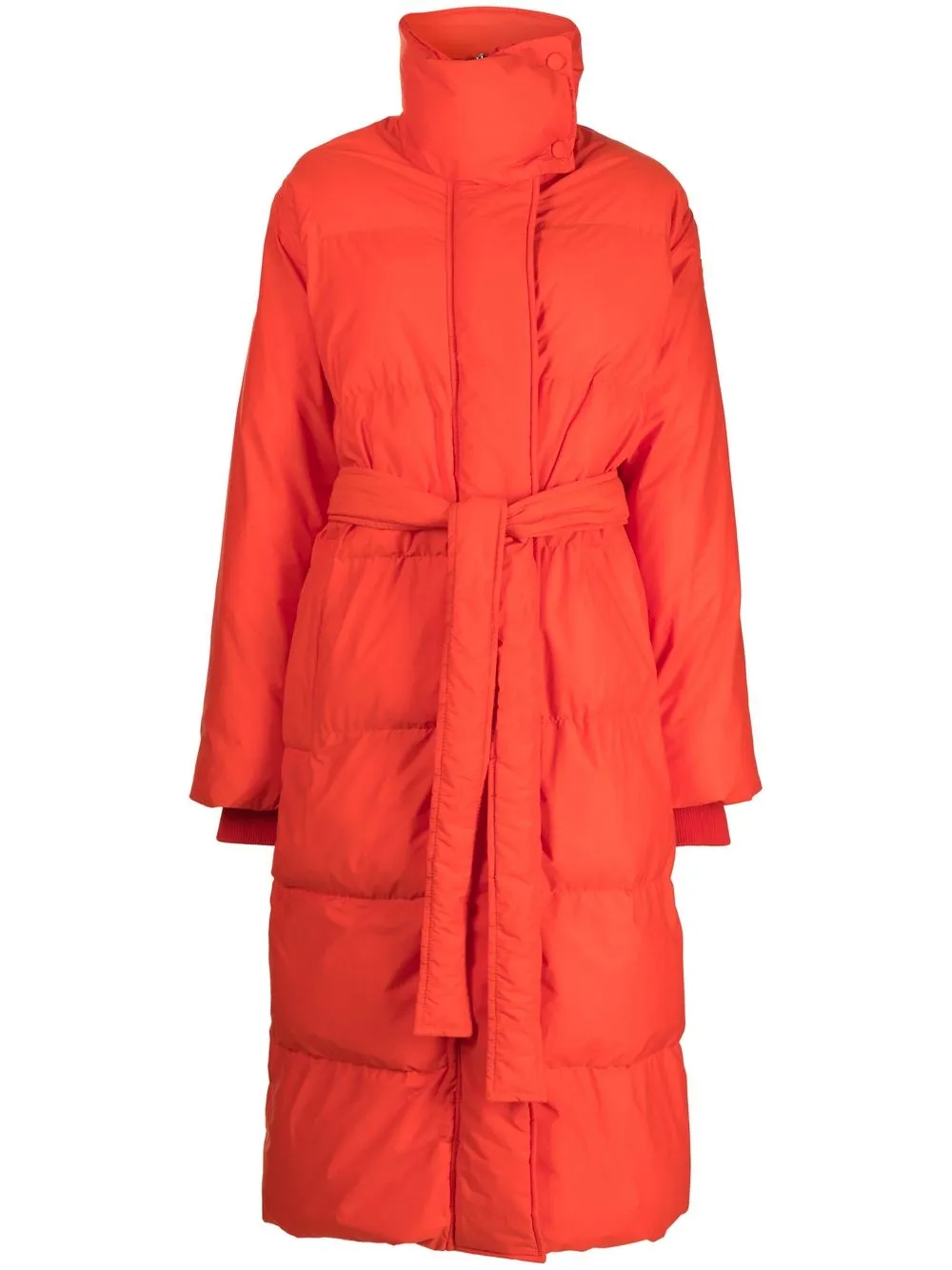 

Stella McCartney funnel-neck belted puffer coat - Orange
