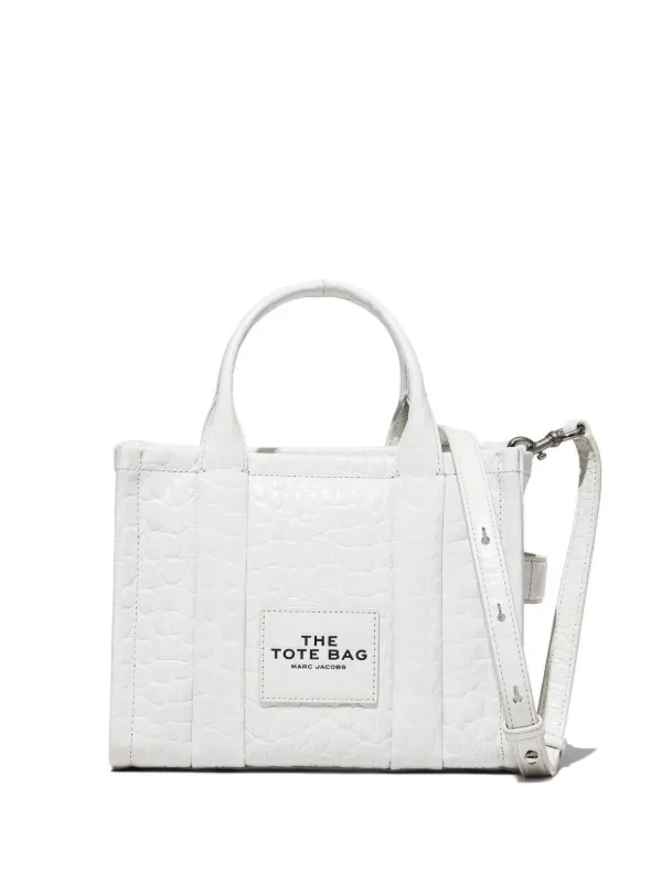 Marc Jacobs The Croc Embossed Small Tote Bag White FARFETCH IE