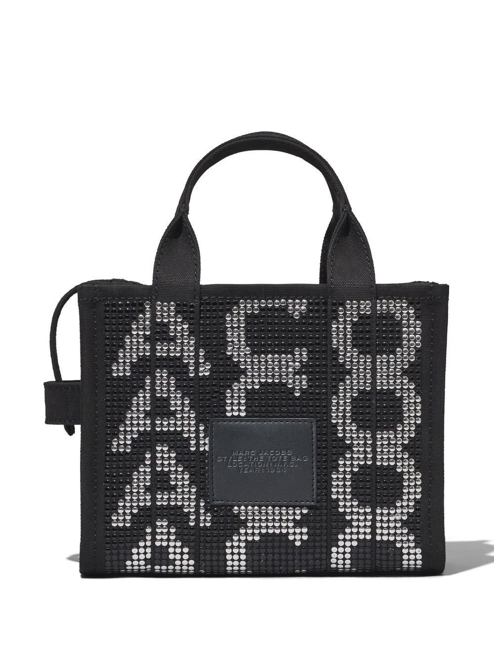 Shop Marc Jacobs The Monogram Studded Small Tote Bag In Black
