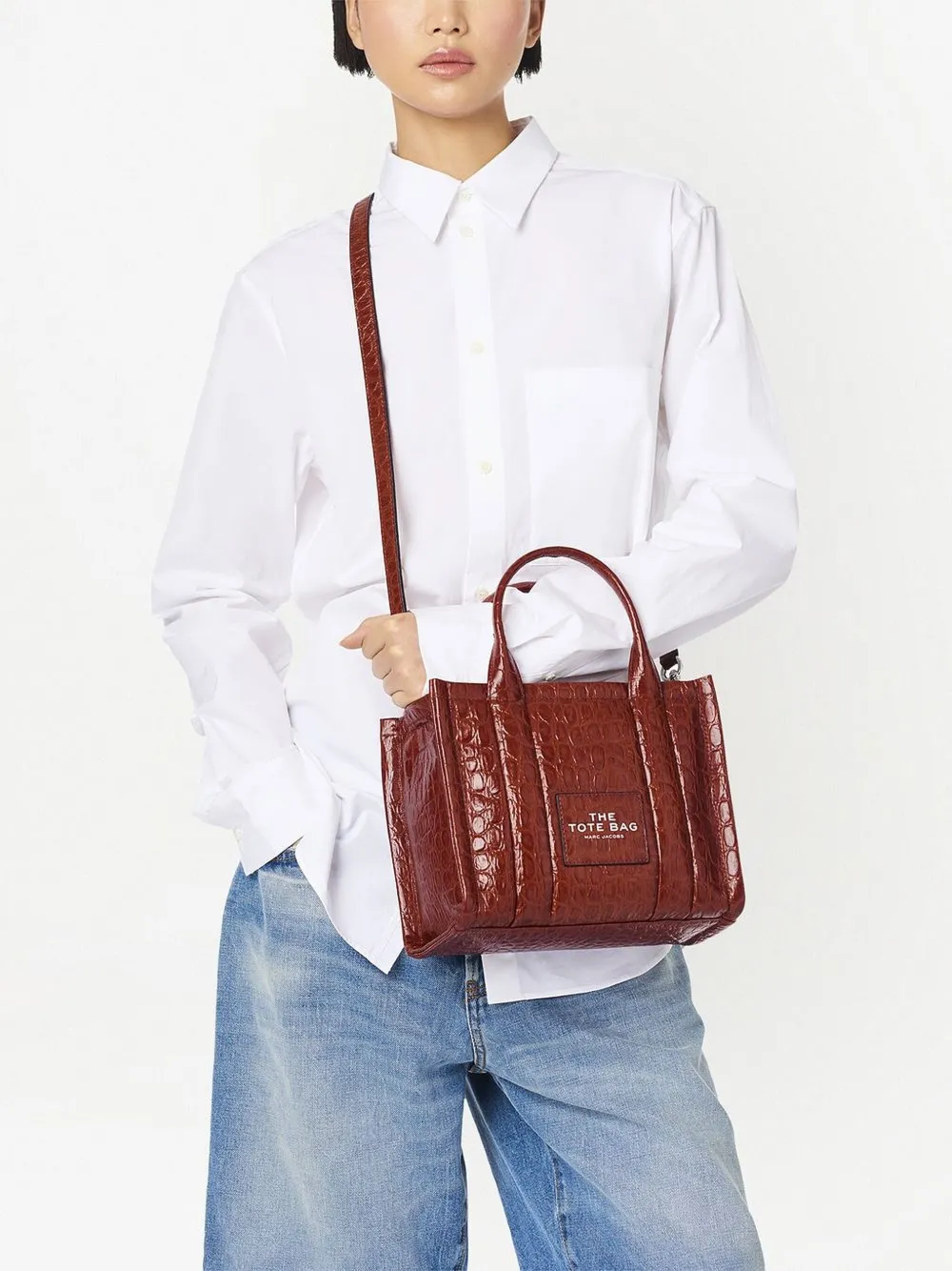 Affordable Marc Jacobs The Croc-Embossed Small Tote bag Women