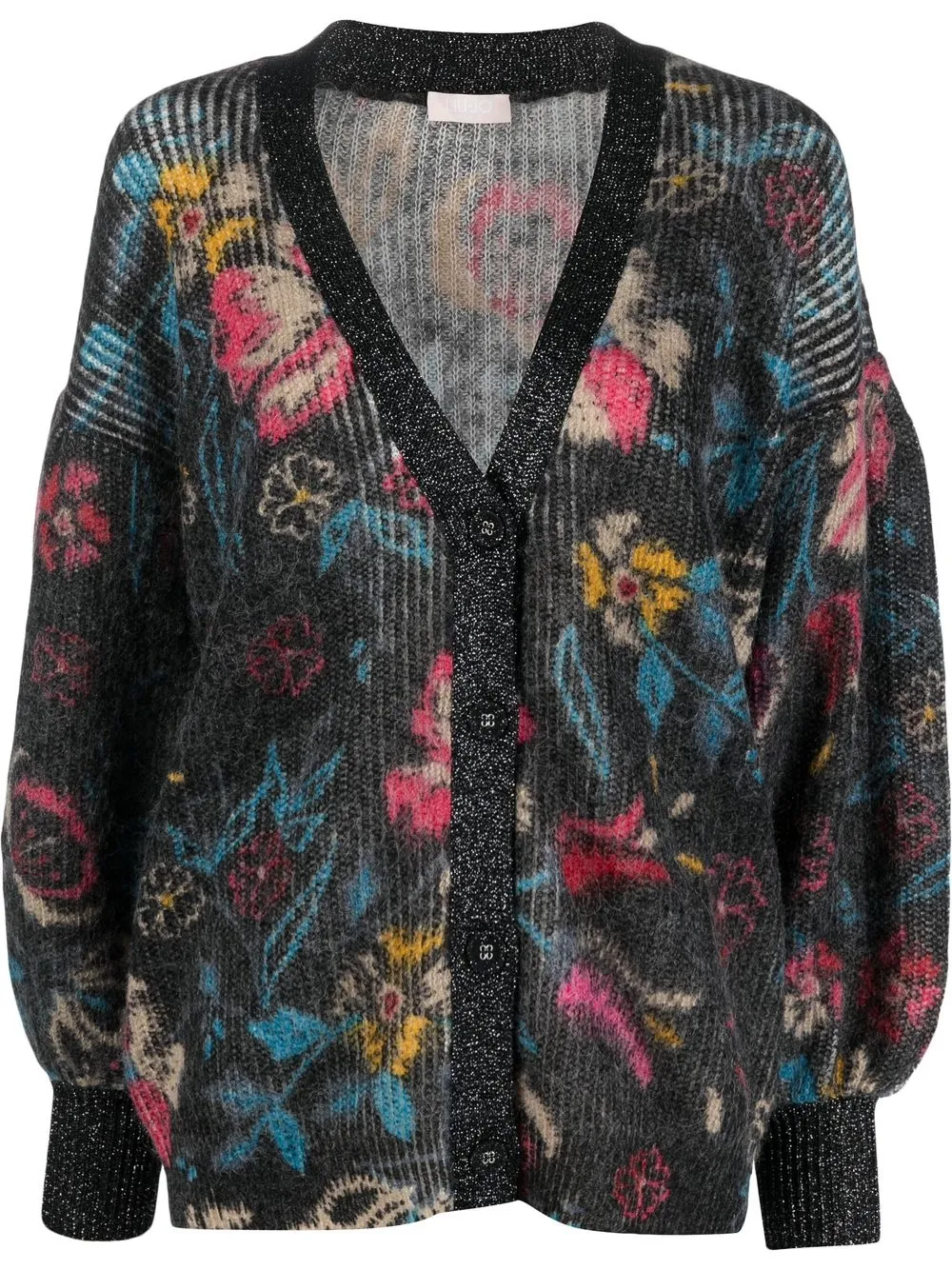 

LIU JO floral-print oversize cardigan - Gris