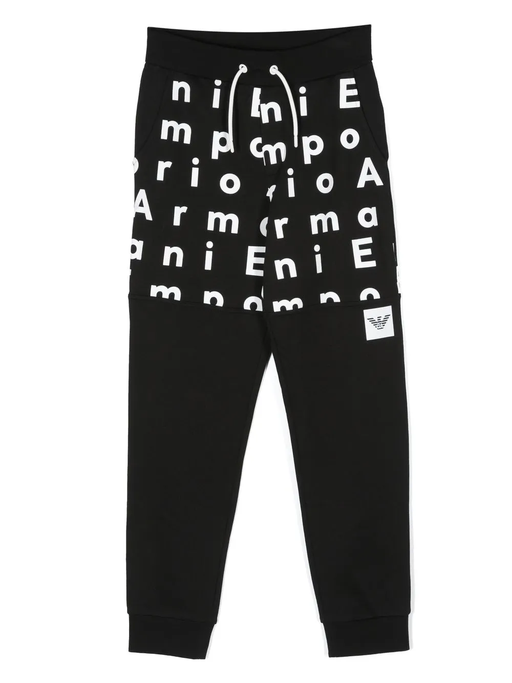

Emporio Armani Kids logo-print tappered joggers - Black