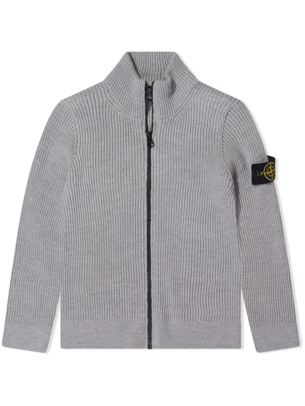 

Stone Island Junior suéter tejido de canalé con parche del logo - Gris